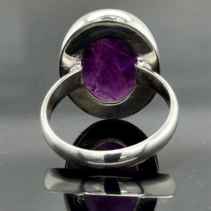 <b>Boho</b> Hippie Amethyst <b>Silver</b> <b>Ring</b> Women's and Men's Engagement and Wedding Gift Elegant Bohemian Style - Product Image 5