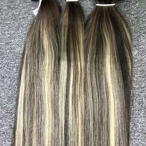 Venta al por mayor 100% Super doble dibujado Virgen Remy Extensiones de cabello humano Piano Color de alta calidad para Genius Weft - Product Image 4