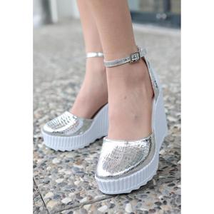 Scarpe con zeppa Leone argento vernice - Product Image 4