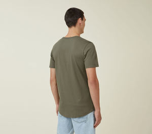 เสื้อยืดเส้นยาวของผู้ชายผ้าถักย้อมธรรมดาผ้าคอตตอนพิมพ์โลโก้ด้านหน้าทรงสูงสำหรับ100% - Product Image 4