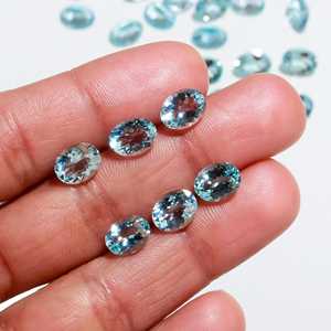 พลอยสีฟ้าทรงวงรีเหลี่ยมเพชรพลอยสีฟ้าเข้มขนาด9x7มม. - Product Image 2