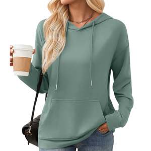 Recién llegado, sudaderas con capucha de algodón básico de invierno para mujer, jerséis sueltos antiarrugas de Color sólido, sudaderas con capucha Premium para mujer - Product Image 4