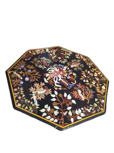 Dessus de table basse en marbre incrustation de micro-mosaïque avec oeuvre complexe de Pietra Dura Mobilier de maison Caractéristique décorative - Product Image 4