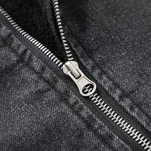 Vêtements pour hommes en gros, streetwear, veste en denim racer délavée à l'acide, vintage, noire, veste en denim pour homme, veste en denim d'hiver - Product Image 2