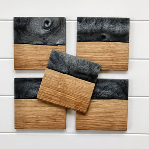 Highest Quality Wood And Green Resin Coaster Set Of 4 With Stand Unique Handmade <b>Table</b> <b>Protection</b> Decor In Affordable Price - Product Image 4