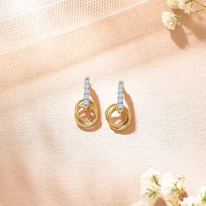 Pendientes colgantes Orbito de oro amarillo con diamantes - Product Image 1