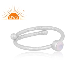 แหวนเงินแท้ลายพระจันทร์สีรุ้งประดับอัญมณีแบบวางซ้อนกันได้สำหรับผู้ผลิตเครื่องประดับแบบปรับแต่งได้ตามต้องการ - Product Image 3