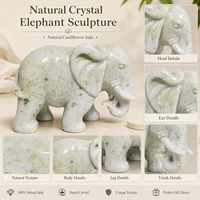 Vente en gros de sculptures d'éléphants en jade cristal naturel, nouvelles sculptures décoratives pour la maison, sculptures en cristal de haute qualité