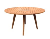 Table de salle à manger ronde moderne en teck pour patio et jardin, diamètre 120 cm, pour usage extérieur en ferme