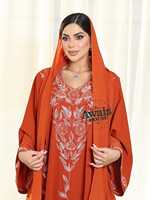 Kaftan Abaya pour femmes, ethnique, léger, grande taille, longueur au sol, orné de perles à la main, paillettes, col haut, manches longues, ourlet évasé, en georgette