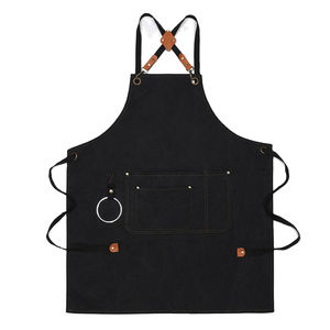 Tabliers de restaurant de chef en toile lourde tabliers de travail en denim de barbier réglables avec poches tablier en toile avec logo personnalisé - Product Image 1