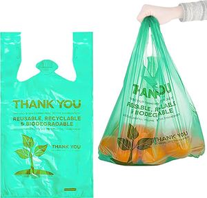 Oxo 100% Bolsa biodegradable y compostable para camisetas Bolsa de compras a base de almidón de maíz Embalaje ecológico - Product Image 5