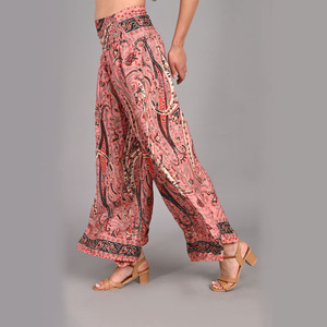 ผู้หญิงเอวยางยืดศิลปะผ้าไหมสารี Palazzo กางเกงขากว้างกางเกง Boho ฮิปปี้กางเกงโยคะ - Product Image 4