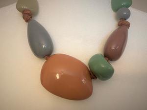 Nouveau Vintage Bohème Indien Bijoux Collier Exagéré Chunky Fait À La Main Ras Du Cou avec Grande Résine et Longue Chaîne De Perles - Product Image 6