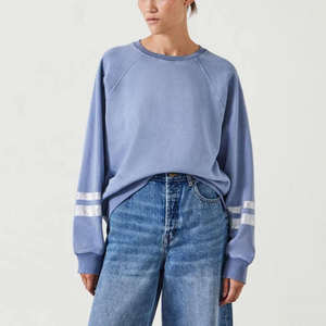 Sudadera deportiva Vintage de gran tamaño con cuello redondo para mujer, Sudadera de punto lavada a la piedra, Jersey, Tops para otoño e invierno, logotipo trasero - Product Image 1