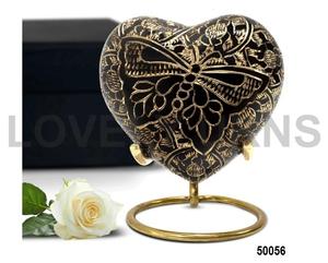 <b>Baby</b> Girl Ashes Urn-Small Heart Design with Stand & Secure Screw Lid-Velvet <b>Gift</b> <b>Box</b> Included-Black - Product Image 1
