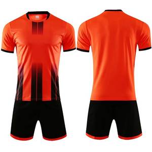 Camiseta de fútbol negra y naranja, ropa deportiva de alta calidad, kit de entrenamiento, fabricante, manga corta, uniforme de fútbol personalizado para hombres - Product Image 1