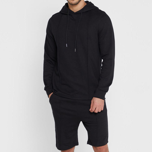 Pull-over à capuche noir pour hommes, survêtements coupe-vent, vêtements de sport respirants, ensembles courts de sweats à capuche légers personnalisés - Product Image 6
