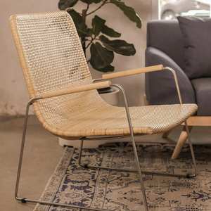 Louise Simple <b>Lounge</b> <b>Chair</b> Aluminum Frame WovenRattan Natural Color Finish Indoor/Outdoor Leisure & Dining Use for Hotels Homes - Product Image 6