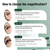 Miroir de maquillage grossissant 30X concave de 6 pouces MoonlitGlow personnalisé, 3 ventouses, fixation murale, miroir cosmétique sans distorsion