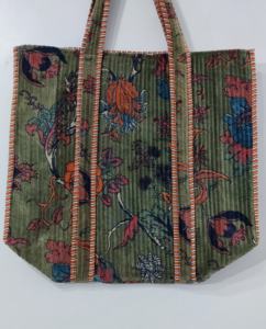 Sac fourre-tout à fleurs multicolore réversible Boho fait à la main écologique durable 100% coton robuste cadeau d'épicerie - Product Image 2