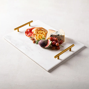Plateau de service en marbre fantaisie avec poignée en métal pour le déjeuner, le petit-déjeuner, le dîner, plateau de rangement, prix de gros - Product Image 1