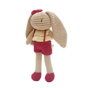 Conejito de peluche tejido a mano de alta calidad, conejo Amigurumi suave y respetuoso con el medio ambiente con lindo vestido floral - Product Image 5