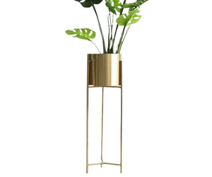 Maceta Dorada Brillante Personalizada con Soporte Metálico para Plantas, Decoración de Jardín, Soporte para Macetas, Macetero para Hogar y Hotel - Product Image 6