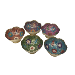 Juego de 6 tazones redondos para servir chocolates de tamaño personalizado, pintados a mano, de latón, para servir alimentos, de la India. - Product Image 3