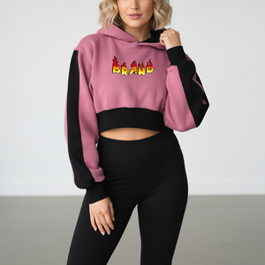 Ropa de calle hecha a medida 100% algodón polar ligero Crop Top sudaderas con capucha para mujer Color Block Training & Gym Wear Hoody - Product Image 1