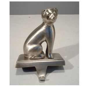 Cat Nickel Finished Metal <b>Stocking</b> <b>Holder</b> For Christmas Home Party Decorative - Product Image 1