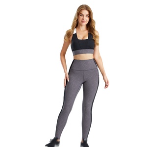 ชุดโยคะไร้ตะเข็บสำหรับผู้หญิงพร้อมโลโก้แบบกำหนดเอง กางเกงออกกำลังกายเอวสูง ชุดออกกำลังกาย ชุดชั้นในกีฬาและกางเกงโยคะ - Product Image 3