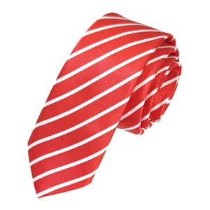 Exve Exclusivo rojo y blanco a rayas Jacquard tejido delgado moda corbata de Turquía - Product Image 1