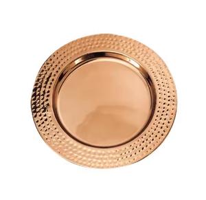 Plat rond Assiettes de mariage modernes plaquées cuivre Fait à la main en métal écologique pour les fêtes inspirées des designs élégants - Product Image 1