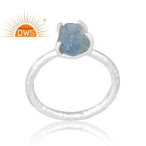 แหวนพลอยอความารีนธรรมชาติทำจากเงินสเตอลิง925ล่าสุดผู้ผลิตเครื่องประดับตามสั่ง - Product Image 1