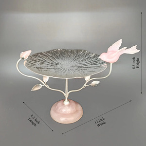 Plato elegante para servir con diseño de hojas y pájaros para ocasiones especiales Plato para servir de hojas y pájaros inspirado en la naturaleza - Product Image 2