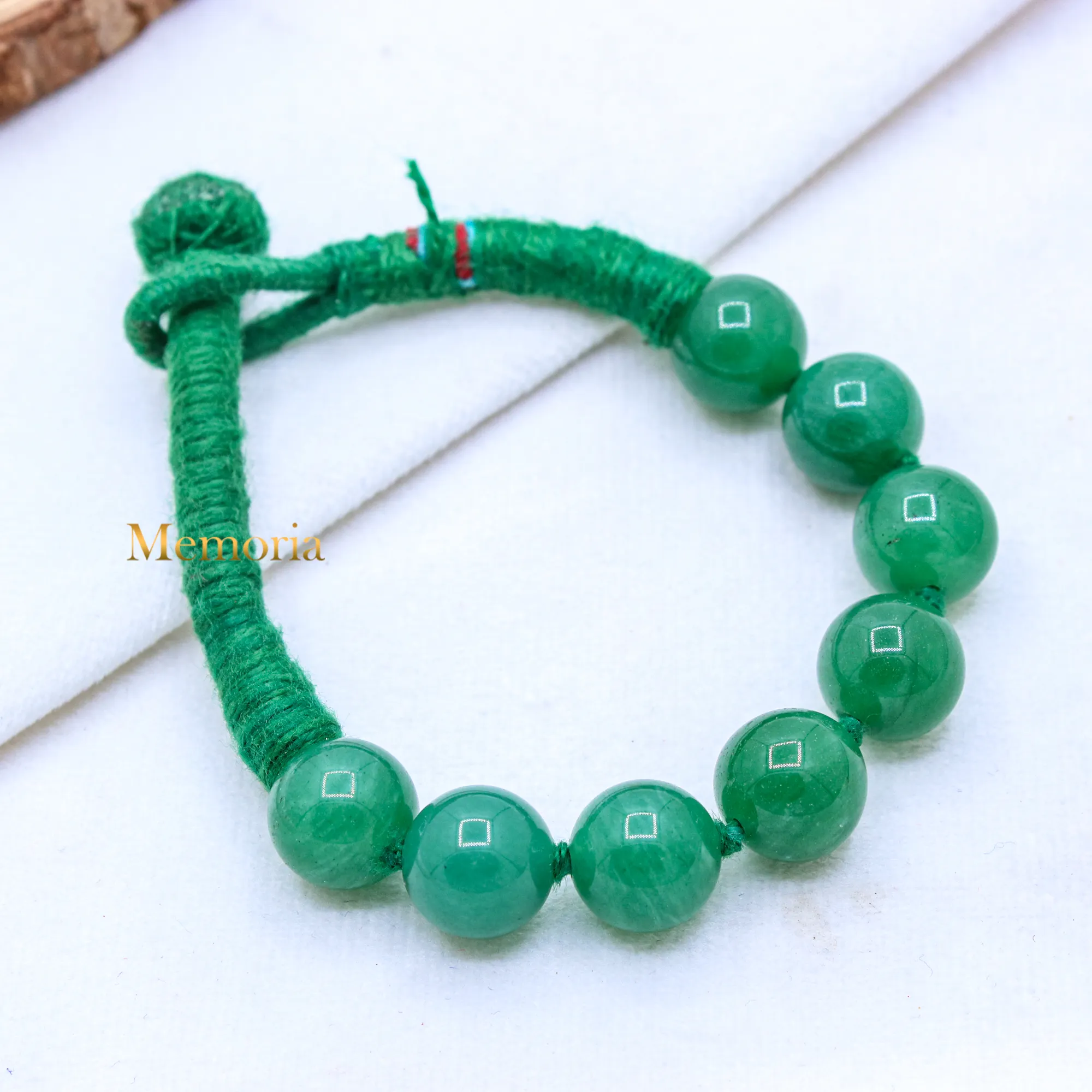 Natural Green Onyx gelang batu permata bulat penyembuhan Chakra gelang melar untuk wanita grosir perhiasan