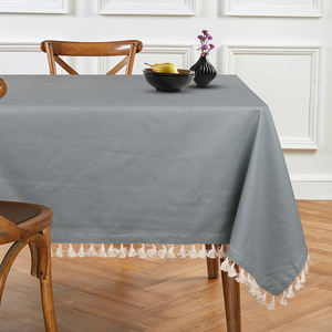 Gran oferta, 150x300cms, 190Gsm, gris oscuro, Chambrey, borde de borla, mantel tejido, producto textil para el hogar - Product Image 1