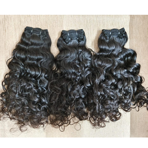 Pelo de trama de máquina de fábrica al por mayor vendedor caliente y pelo humano virginal indio crudo rizado ondulado natural mechones de pelo de trama Genius - Product Image 5