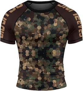 Camiseta de compresión BJJ de manga corta OEM MMA Rashguard, camiseta elástica ligera personalizada para entrenamiento o lucha - Product Image 1