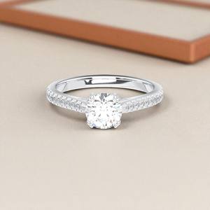 3.15 Carat E-F/VSS-VS Quality <b>Moissanite</b> Round Shape Diamond Solitaire Prong Set Engagement <b>Ring</b> for Women Made of Platinum - Product Image 2