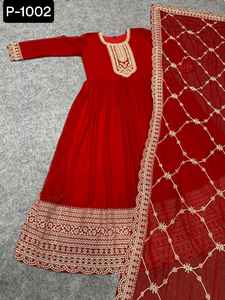 ชุดเดรส Anarkali ปักลายแบบดั้งเดิมของชาวอินเดียชุดสำหรับเจ้าสาวชุดสูท Salwar Kameez - Product Image 3