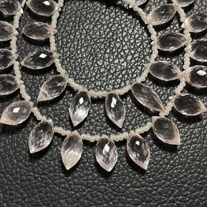 Quartz rose facettes Fat Marquise forme Briolette perles pierre naturelle rose pour la fabrication de bijoux - Product Image 3