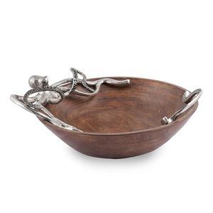 Customized Size And Design Wooden Serving Bowl With Metal Handle And Base Perfect For Elegant Dining <b>Table</b> Decoration - Product Image 2