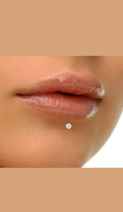 Vente chaude 1.80 MM Vrai Diamant Lunette Ensemble Nez Lèvre Labret Piercing Stud Pin 18K Or Blanc - Product Image 3