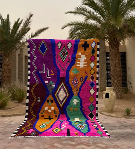 Tapis Kilim abstrait marocain vibrant tapis bohème personnalisable tapis colorés tissés à la main OEM décor à la maison décorations de chambre tissées - Product Image 1