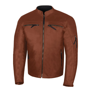 Chaqueta de motocicleta Premium para hombre, cuero de búfalo Premium bronceado Natural, armadura CE, forro extraíble con ventilación, a prueba de viento, Cruiser de talla grande - Product Image 1
