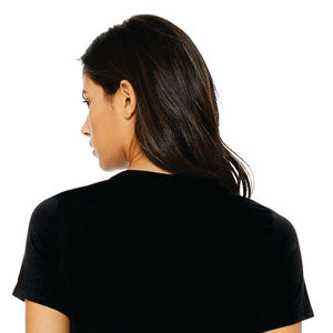T-shirt à manches courtes boutonné pour femme en jersey décontracté noir vintage, coton/fibre de bambou, 32 fils simples, 4,2 oz - Product Image 6