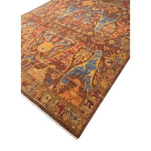 Alfombras de Lana Anudadas a Mano Cyanna en Rojo y Naranja con Motivos Rectangulares y Abstractos para Sala de Estar y Dormitorio - SKWL-497 - Product Image 2