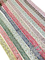 Rubans en organza de 1.5 pouces brodés à la machine en treize couleurs avec motifs de travail en pierre pour robes de mariée